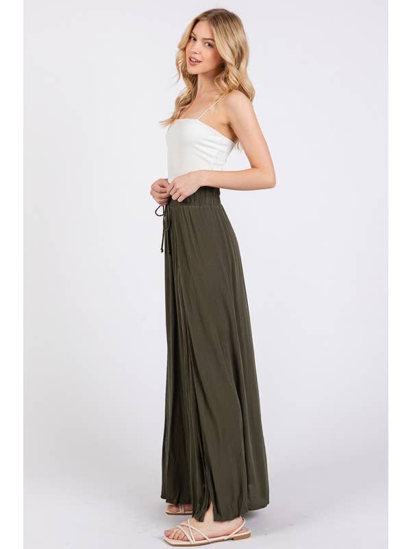 Final Touch - Wholesale Skirt - Women's - Solid Thigh Split Maxi Skirt - S80050A8