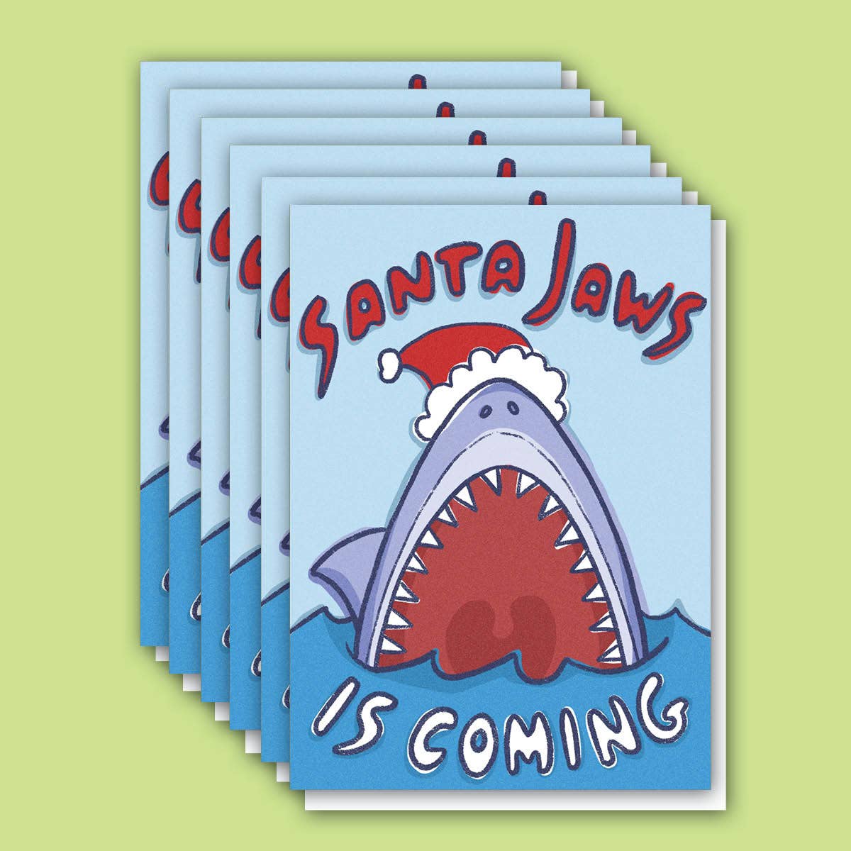 Late November Ink - Wholesale Christmas Card - "Santa Jaws" Funny Shark Pun Christmas Card1