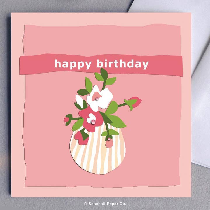 Birthday Flowers Card for wholesale by Seashell Paper Co.