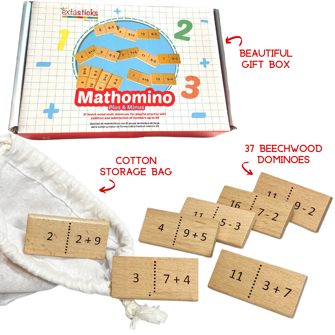 EXTASTICKS - Wholesale Brain Game - Kids - Math Domino Game 1st/2nd Grade Montessori Teaching Supplies6