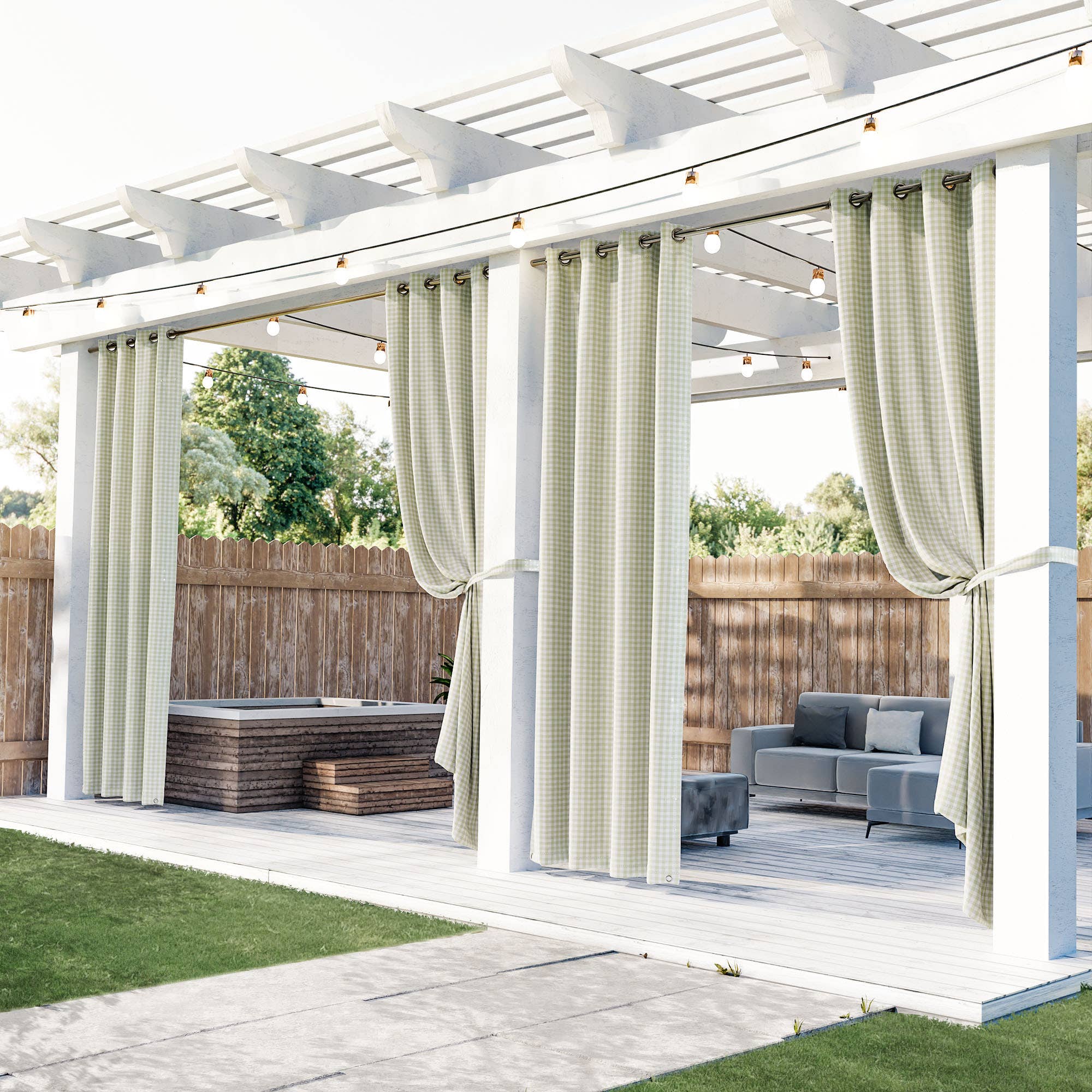 Awesome Home – wholesale Curtain – Checkerboard Outdoor Curtain UV Protected Single Panel0