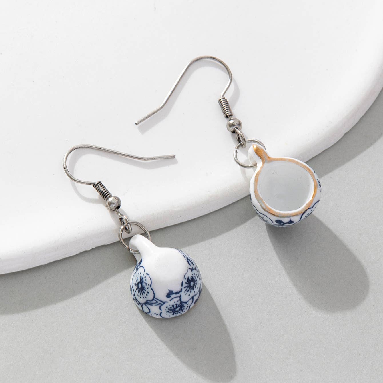 Tourtiwi - Wholesale Dangle Earrings - Charming Porcelain Style Teacup & Saucer Earrings2