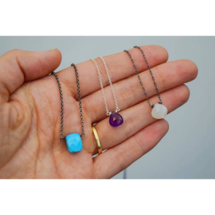 Solana Jewelry – wholesale Pendant/charm necklace – Dark Turquoise Solitaire Necklace