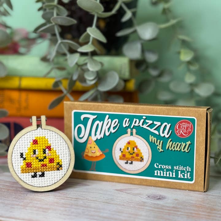The Crafty Kit Company – wholesale Embroidery/cross-stitch supplies – 'Take A Pizza My Heart' Mini Matchbox Cross Stitch Kit3