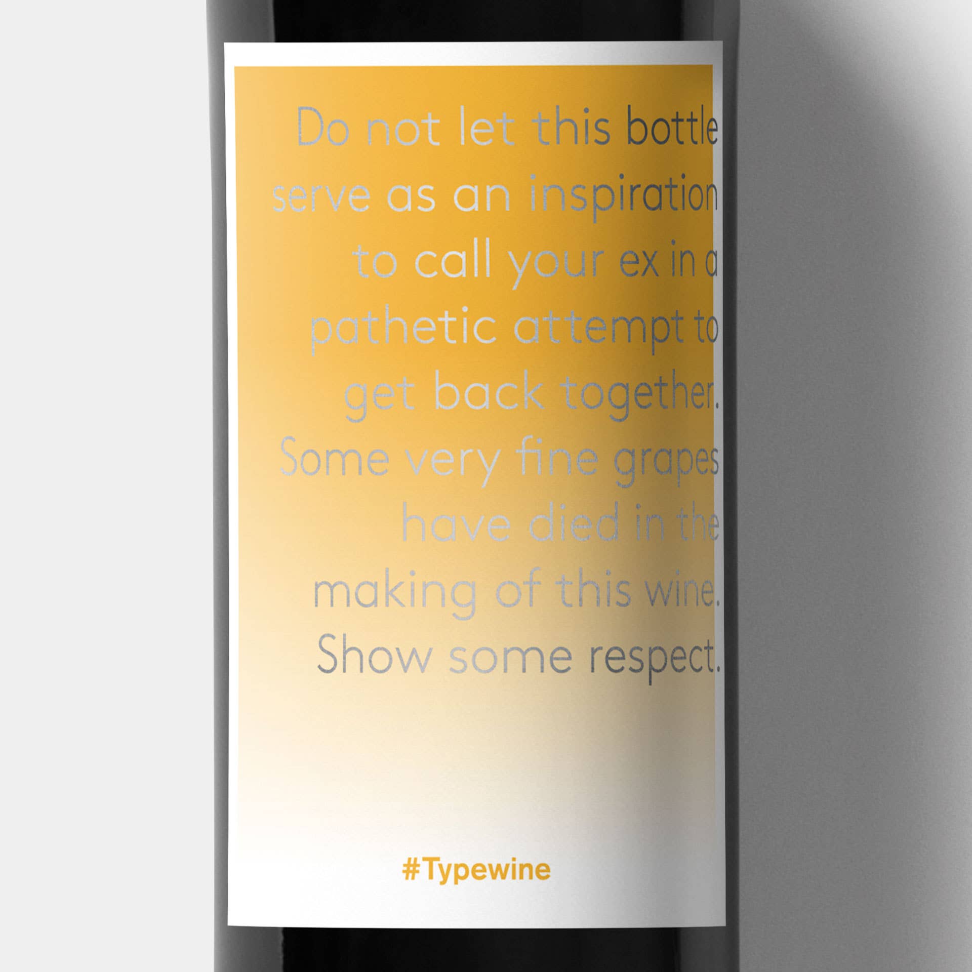 Typewine - Wholesale Gift Tag Label - Show Some Respect Wine Label1