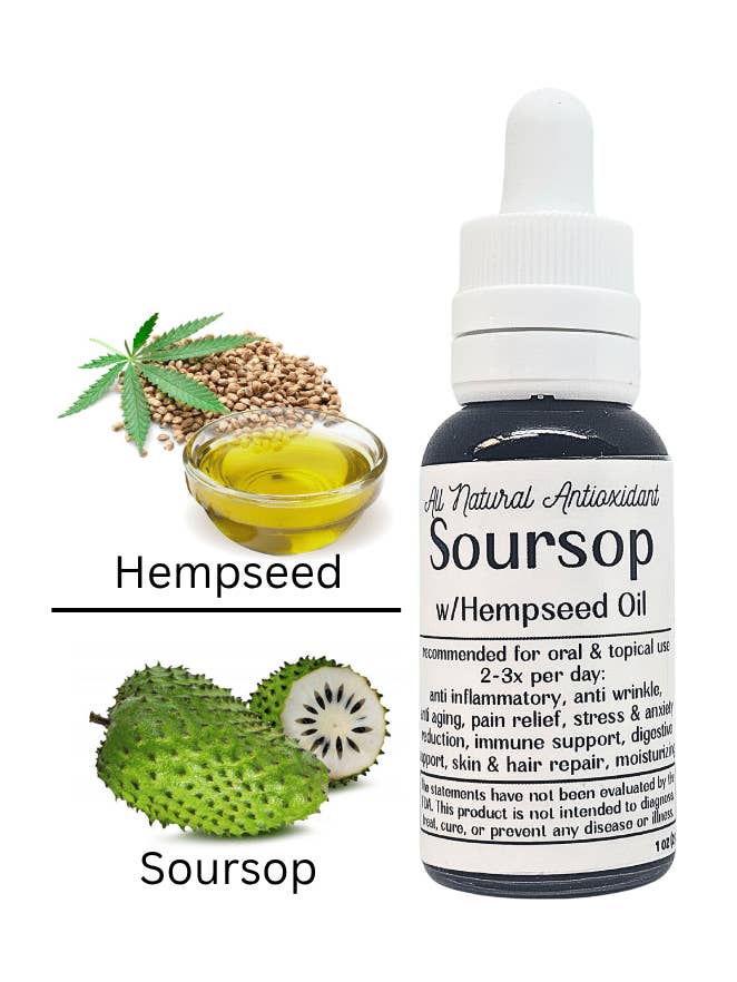 Soursop met hennepzaadolie tinctuur 30ml voor wholesale door Know; Body Botanicals & Apothecary, LLC