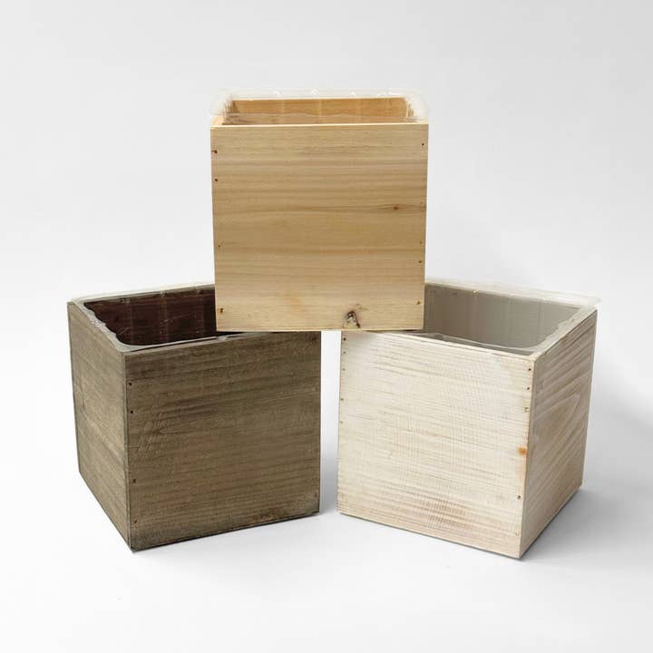 Jacobson - Wholesale Planter Box - 6"L Wood Cube Planter Boxes1