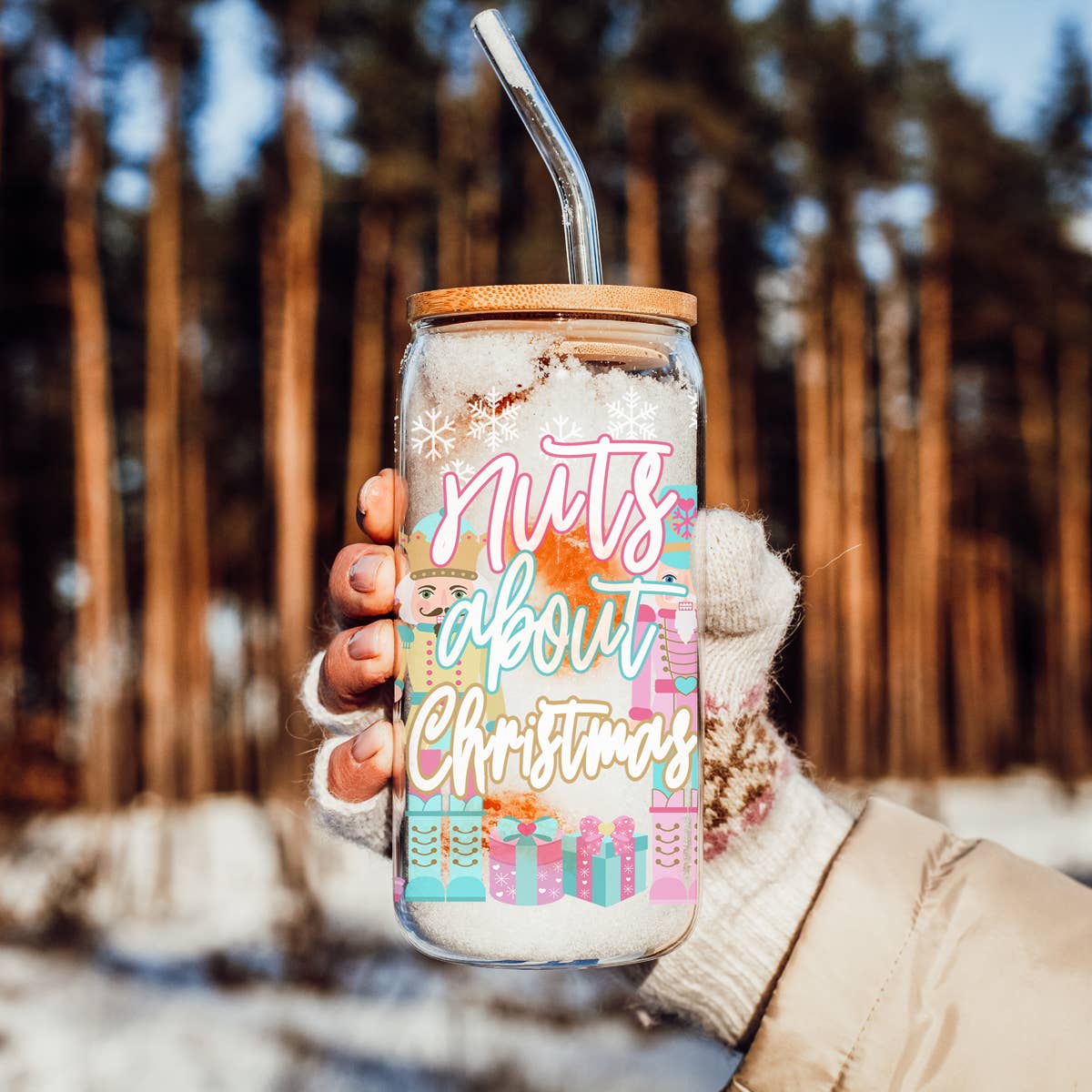 Gia Roma - Wholesale Drinking Glass/Cup - Vintage Christmas Glass Cups with Straw, Kitchen Decoration72