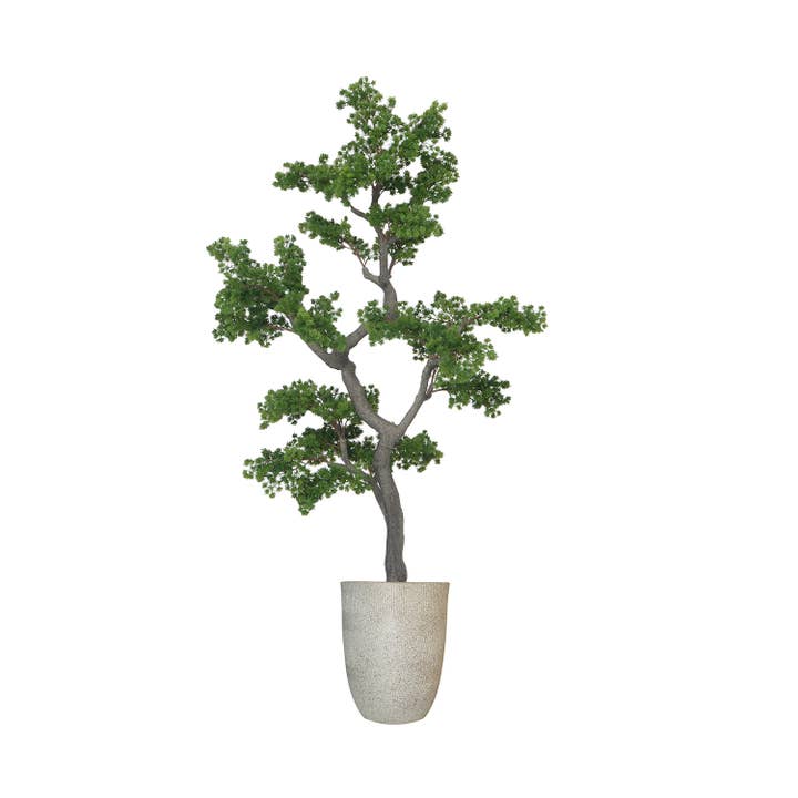 Albero di bonsai artificiale da 63" in un vaso di fibra bianca. per la vendita all'ingrosso da parte di Vintage Home