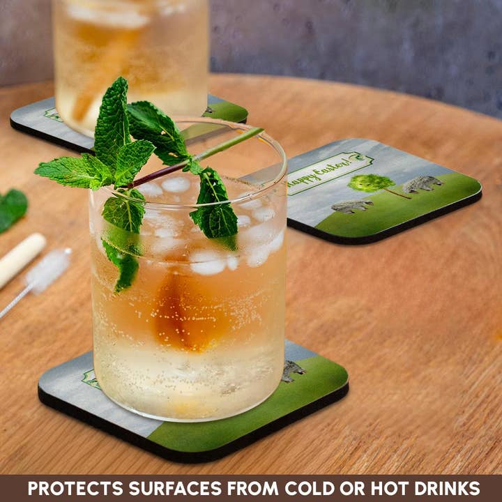 3dRose - Wholesale Coasters - 3dRose, Sheep Eating Grass, Tree with Bird, Happy Easter on Button Tag, Coaster9