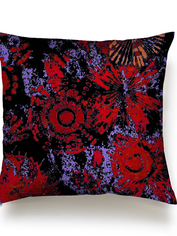 Oreiller peinture abstraite rouge pour la vente par JUMA