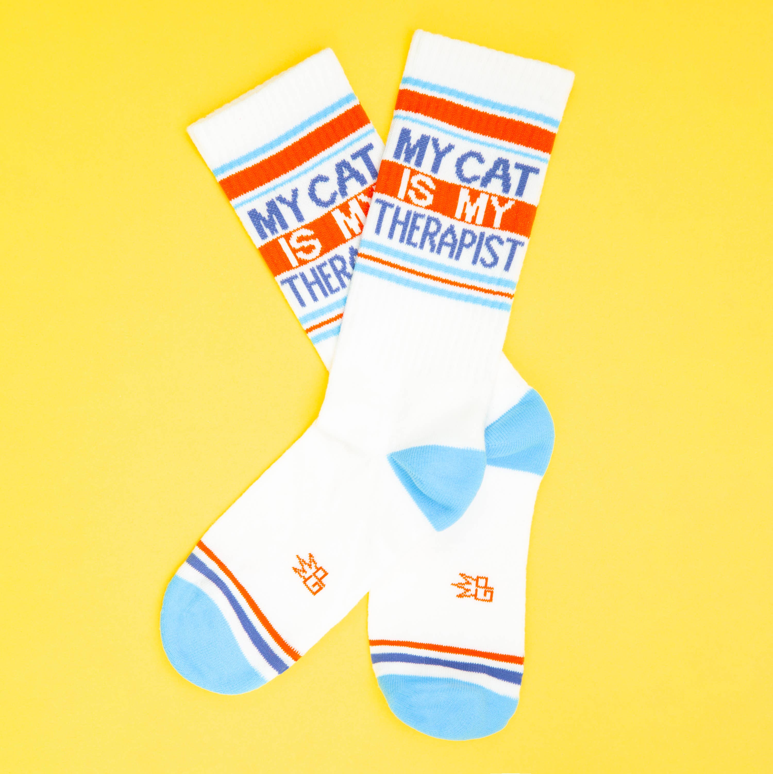 Gumball Poodle - Wholesale Socks - Unisex - My Cat Is My Therapist Gym Crew Socks1