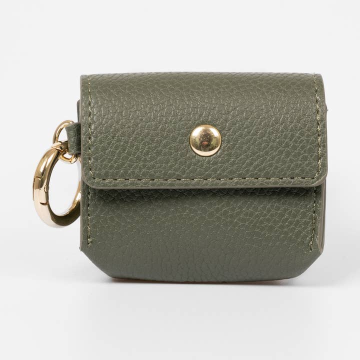 Asher Wireless Earbuds Case - Khaki, Faux Leather for wholesale by ÊTRE