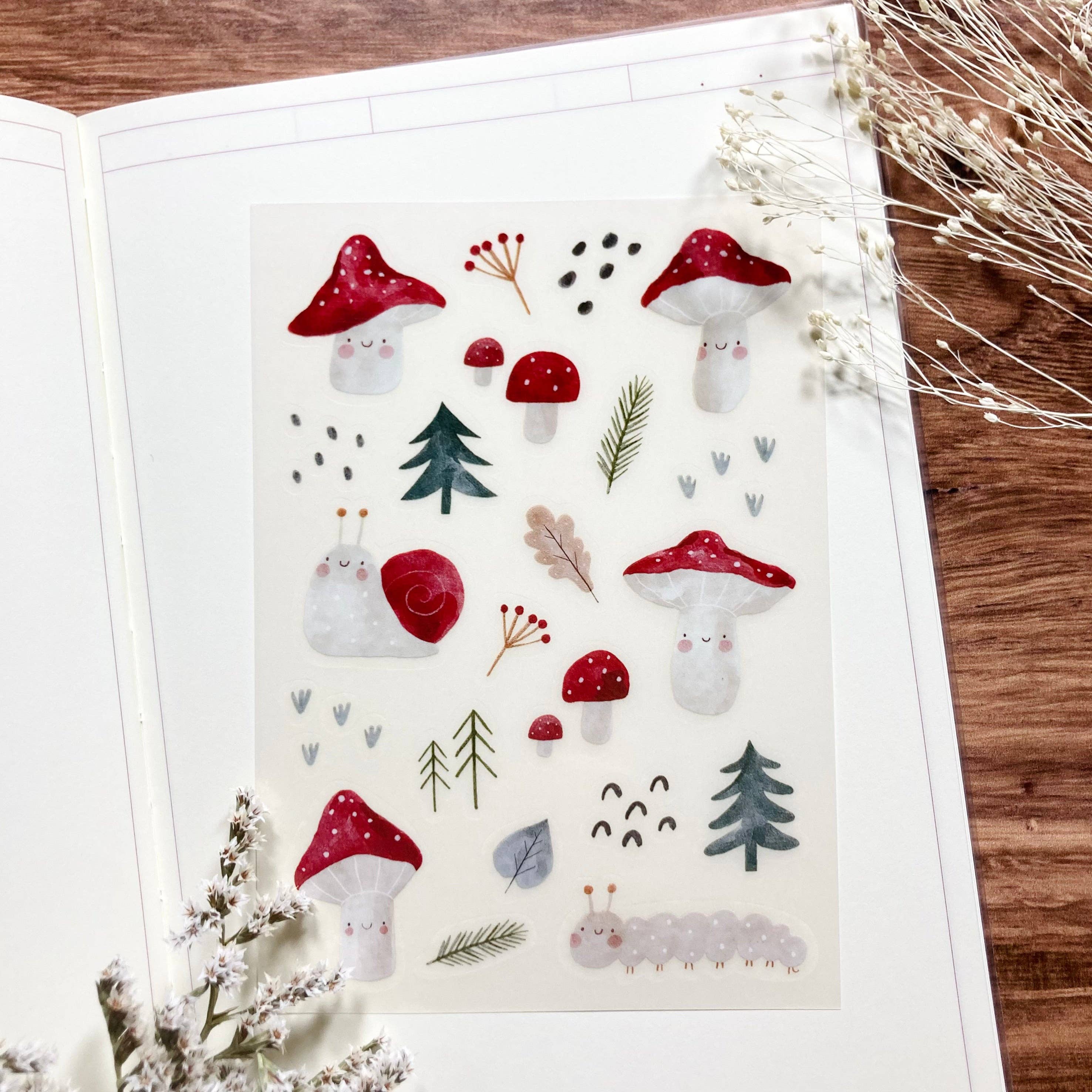 Meowashi Studio - Wholesale Sticker - Mushroom Rub-on Transfer Sticker1