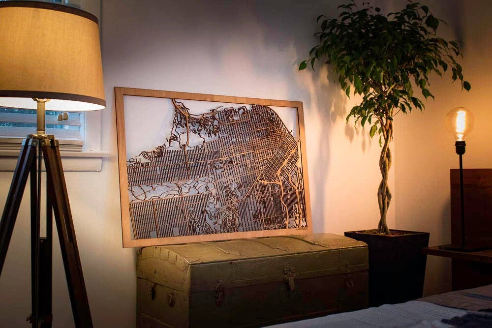 One Man One Garage - Wholesale Wall Accent - City Maps, Large 24x36" Perfect Housewarming Gift! Wooden Street Cutouts39