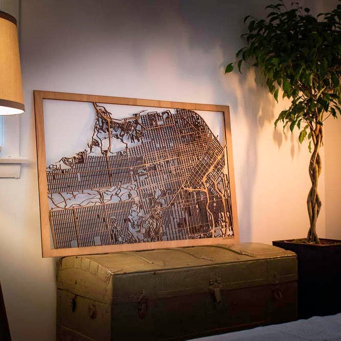 One Man One Garage - Wholesale Wall Accent - City Maps, Large 24x36" Perfect Housewarming Gift! Wooden Street Cutouts39