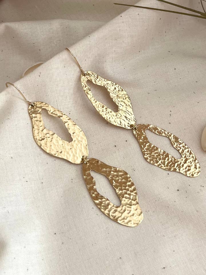 2 - Tier Abstract Earrings // Lightweight Brass Earrings // Statement Earrings for wholesale by Create or Conform