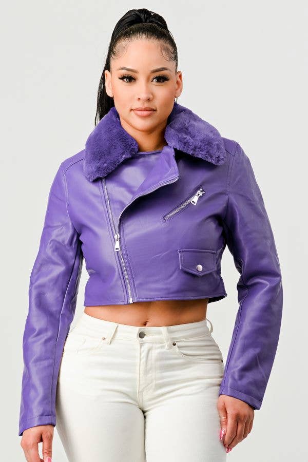 Wholesale Streetwear Style Faux Leather Biker Jacket AI1112