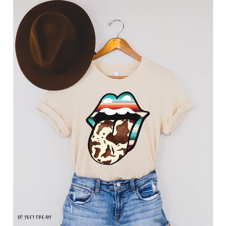 Western Lips & Tongue Cow Print and Serape Tee or Sweatshirt and other Purchase Wholesale cow tongue. Free Returns & Net 60 Terms on Faire trending on Faire.