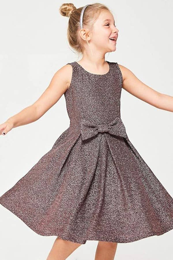 iGirlDress - Wholesale Dress - Kids - Girls Metal Glitter Knit Pleats Skirt Holiday Dress 4-160