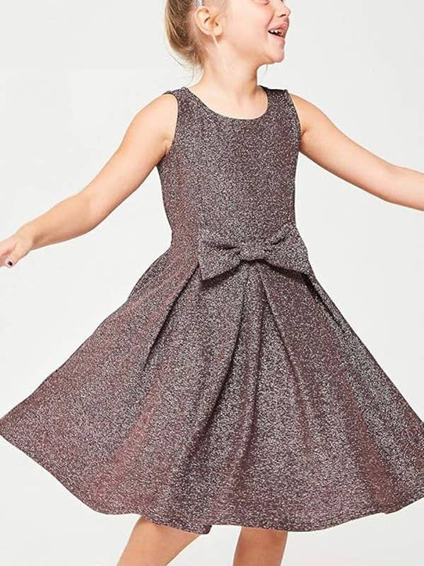 Robe de fête à jupe plissée en maille métallisée à paillettes pour filles 4-16 pour la vente par iGirlDress