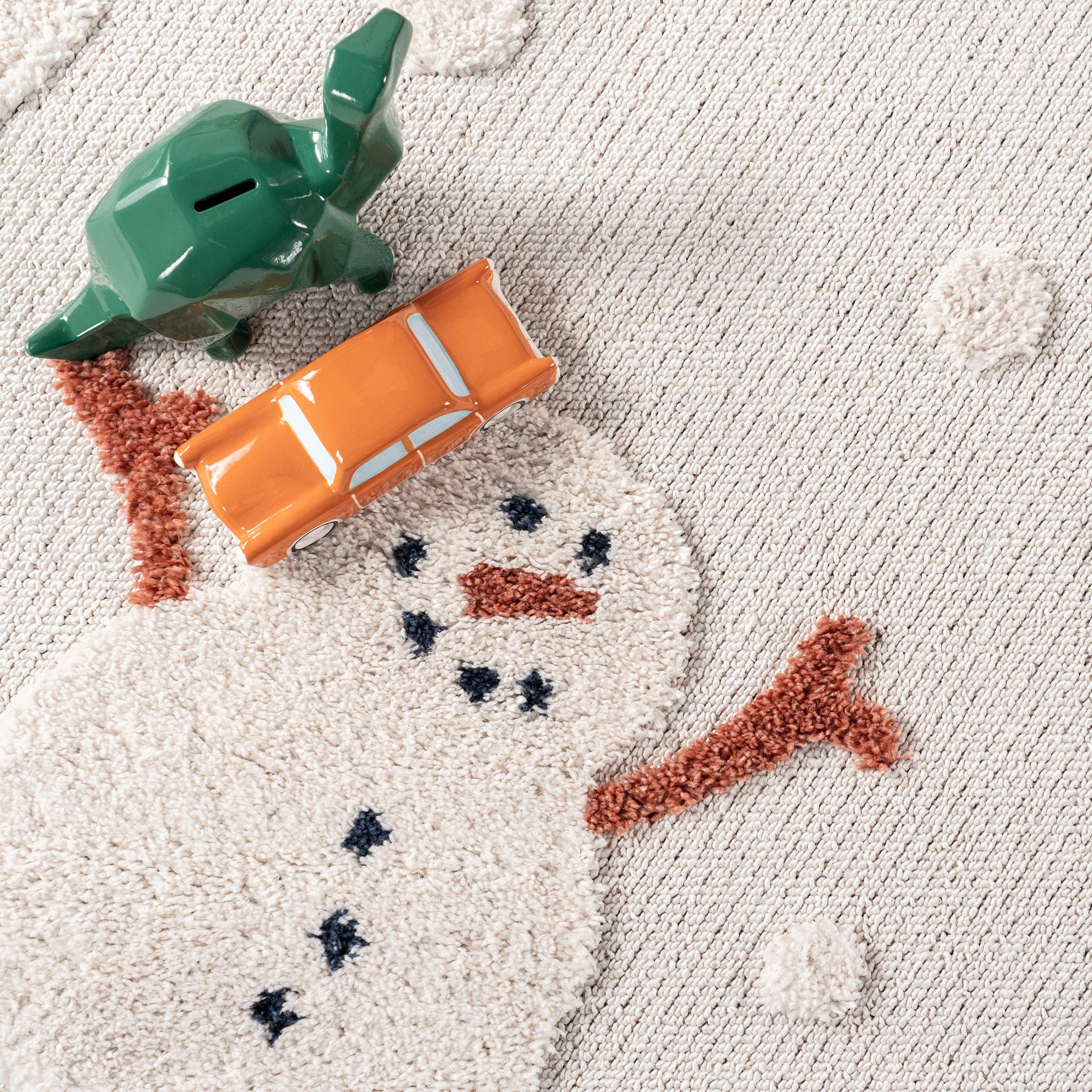 Blanc cassé Tapis à pompons Kilah Snowmen High-Low pour enfants en vente sur Faire4