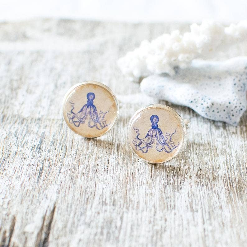 Juju Treasures - Wholesale Cufflinks - Blue Octopus Cufflinks3