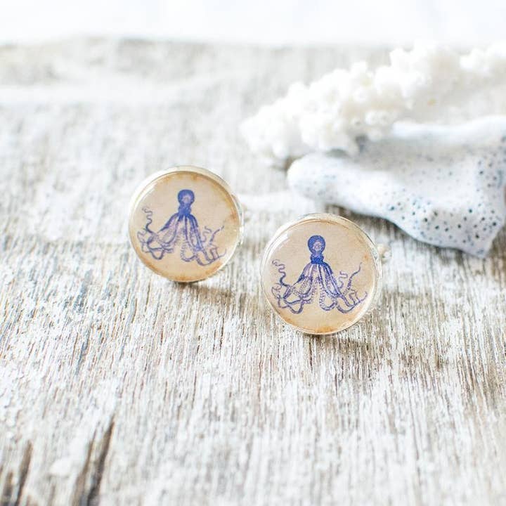 Juju Treasures - Wholesale Cufflinks - Blue Octopus Cufflinks3