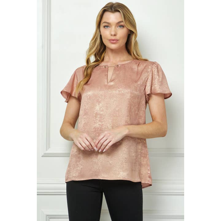 BLUSE MIT SCHIMMERNDEN WEBÄRMELN UND SCHLÜSSELLOCHBESATZ für den Großhandel von Winslow Collection