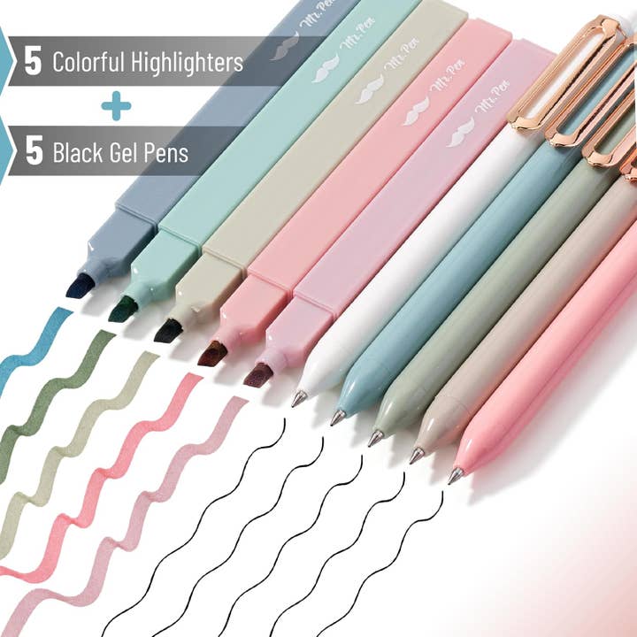 Mr. Pen - Wholesale Highlighter - Mr. Pen Aesthetic Highlighters & Gel Pens Set1