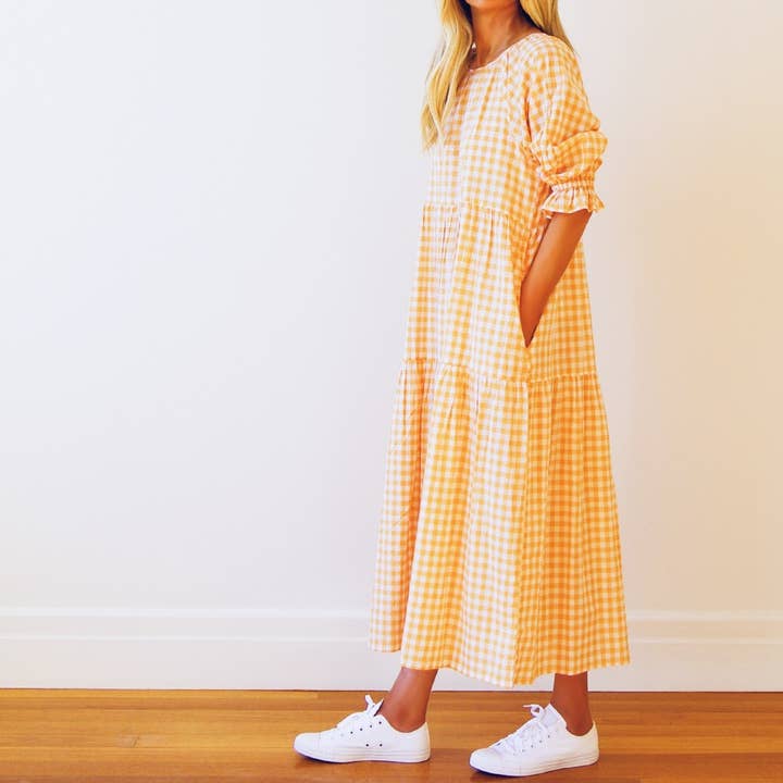 Lola Kleid aus Baumwoll-Vichykaros für den Großhandel von Who's Charlie