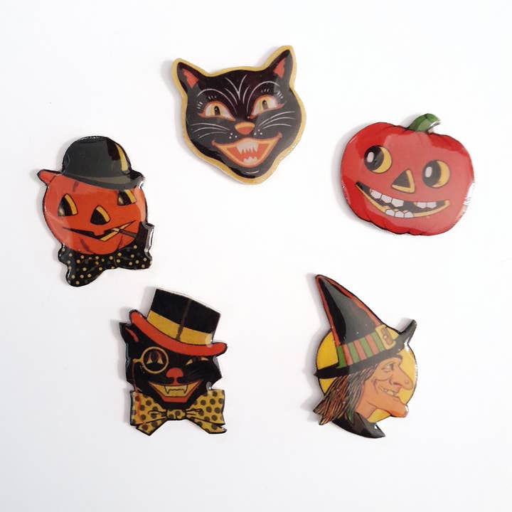SUPERAWWWSOME - Wholesale Magnet - Vintage Halloween Magnet Retro Black Cat Witch Favor Pumpkin2