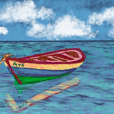 Island Boat Fine Art Landscape Canvas for wholesale by William DePaula Fine Art