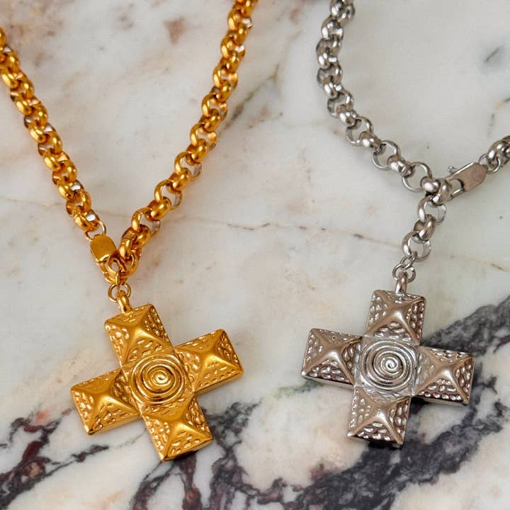 Sweet Cherry Sky - Wholesale Pendant/Charm Necklace - Chunky Cross Pendant Necklace in Silver or Gold