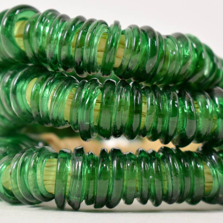 Italian Glass Rings Translucent Forest Green Trade Beads for wholesale by Africa Direct