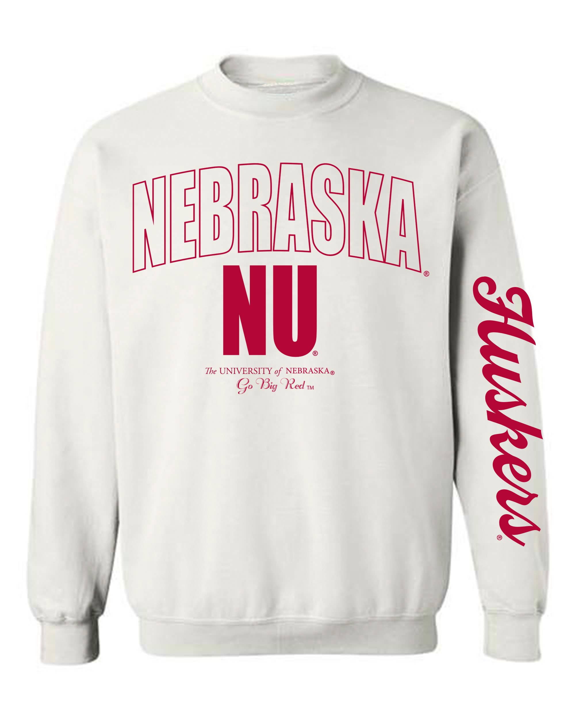LivyLu - Wholesale Graphic Sweatshirt - Unisex - Nebraska Corn Huskers Sporty White Sweatshirt4