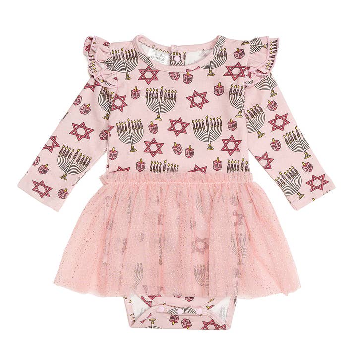 Hanukkah Lange Mouw Tutu Romper - Babykleding - Feestdagen voor wholesale door Sweet Wink