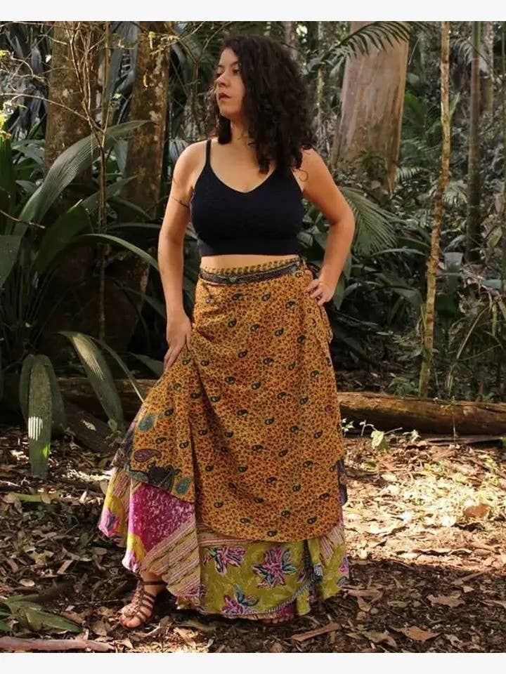 Bhawana Handicrafts - Wholesale Skirt - Women's - 5 Pcs Lot Handmade Reversible Silk Two Layer Printed Skirt 1
