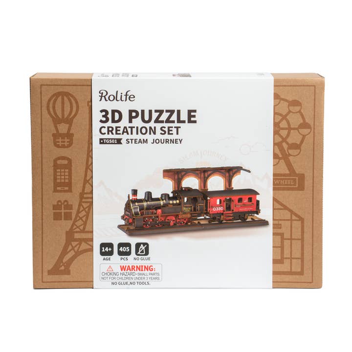 Robotime – Kit de artesanato DIY por atacado – TGS01 Steam Journey Robotime Rollife 3D Puzzle de Madeira 7