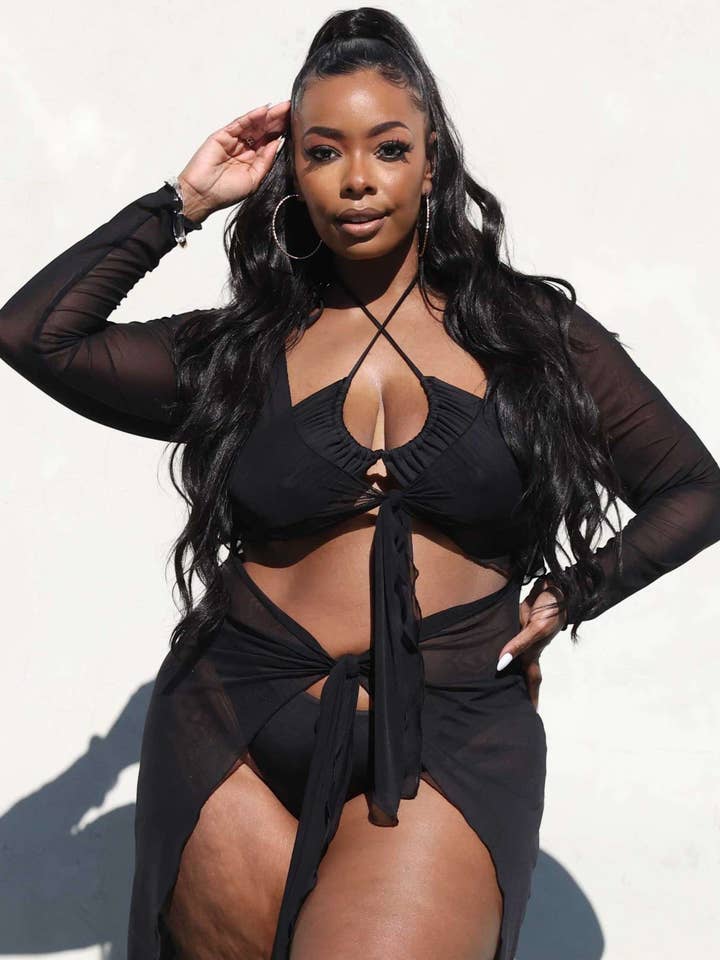 Tie Front Mesh Coverup for wholesale by K Too