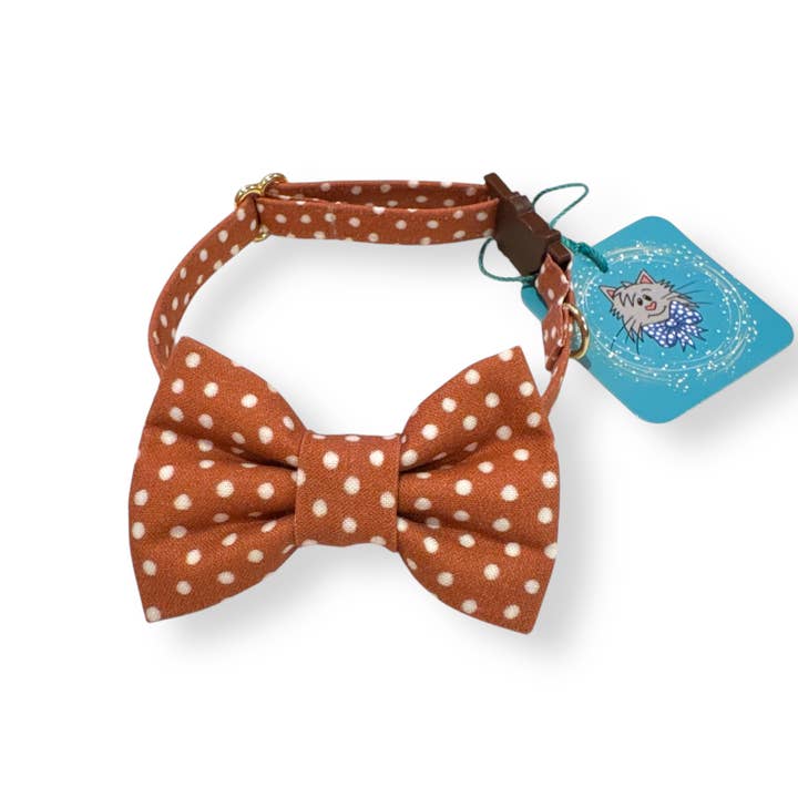 Pajarita para gato - Lunares en marrón para venta al por mayor de Whiskers Crafts