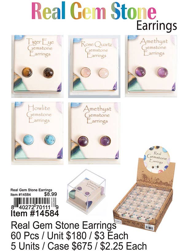 Boucles d'oreilles en pierres précieuses véritables pour la vente par Puka Creations