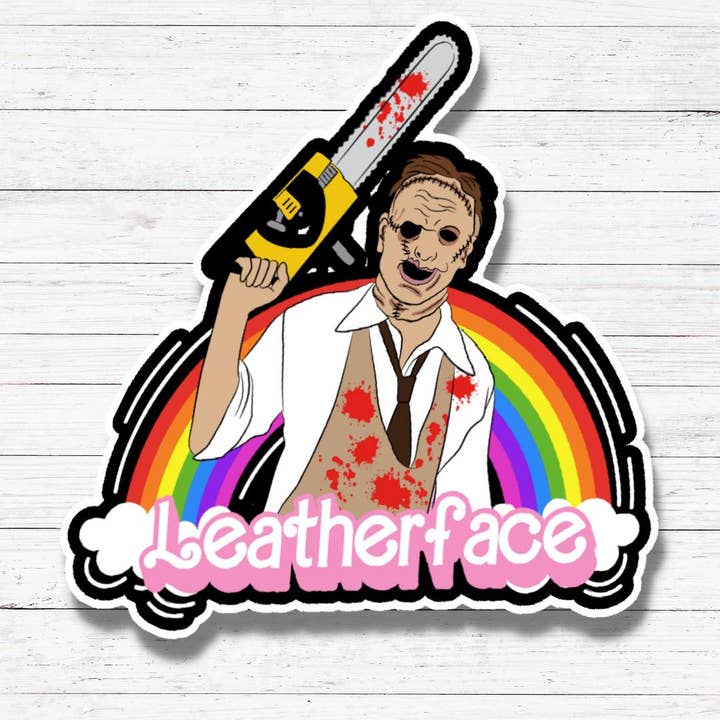 Oily Graphic Creations - Wholesale Sticker - Rainbow Leatherface- Rainbow Horror Dolls Stickers/Magnet