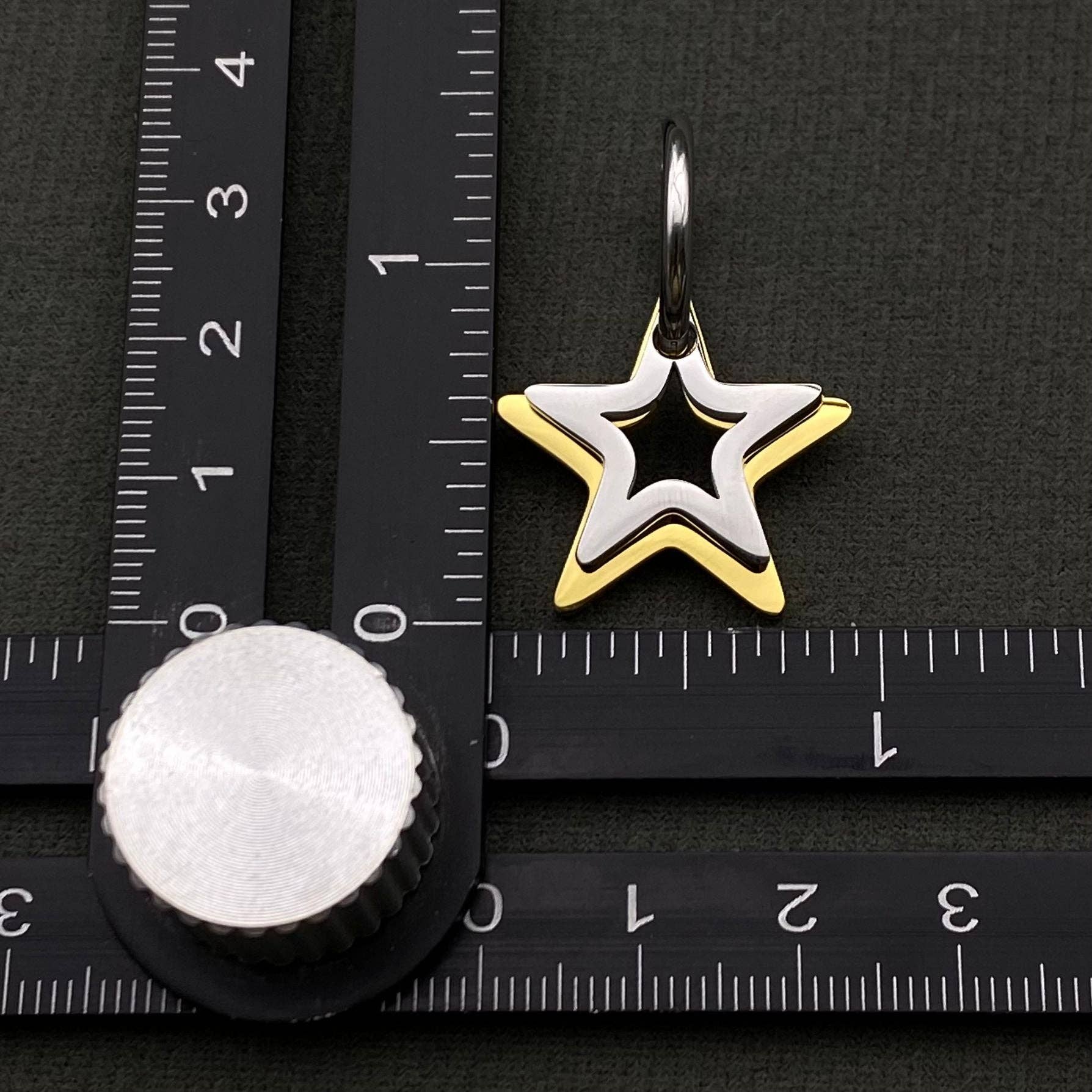 Mio Queena - Wholesale Huggie Earrings - Two-tone 18K Golden SS Hollow Star Huggie Earrings - FGS/MS3