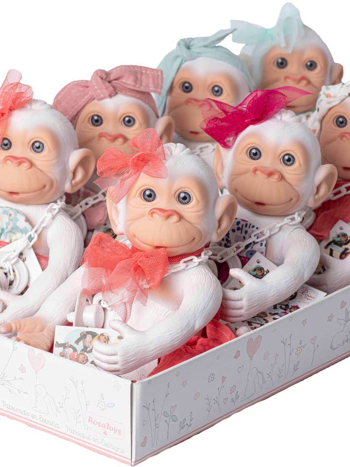Baby Monito Blanco 25cm display for wholesale by MUÑECAS ROSATOYS, S.L.