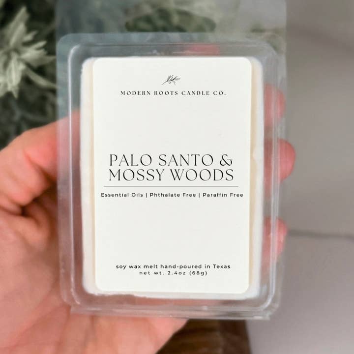 Palo Santo & Moskusagtige Skove | 68 g Sojavoks Smeltevoks for engroshandel hos Modern Roots Candle Co.