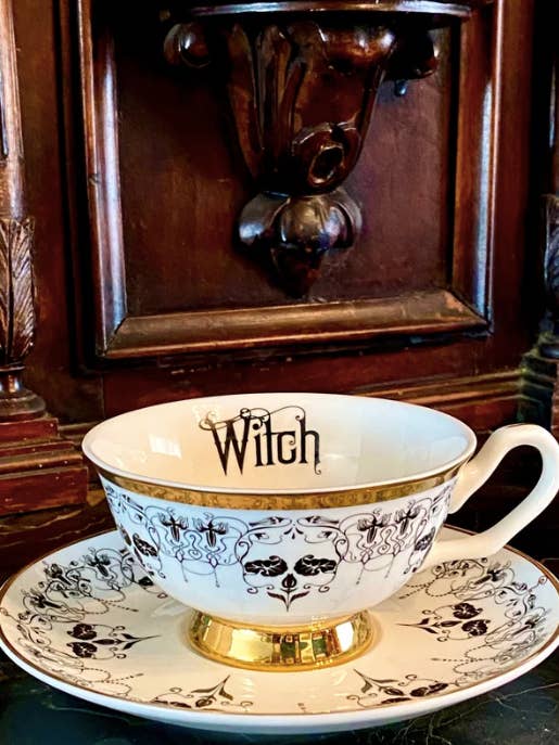 Nouveau Witch teacup and saucer for wholesale by misshavishamscuriosities