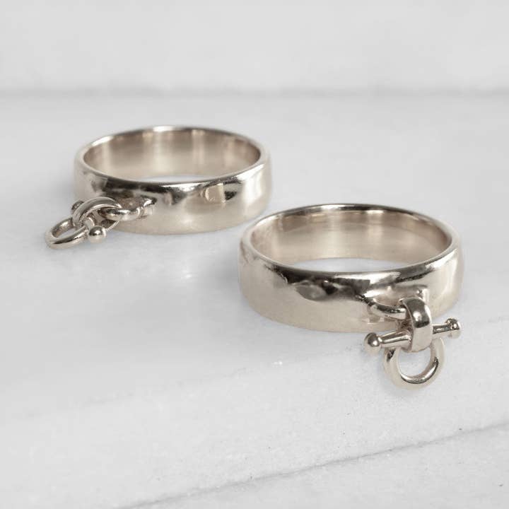 Ariston Horse Bit Equestrian Ring in Silver for wholesale by URBAN-EQUESTRIAN