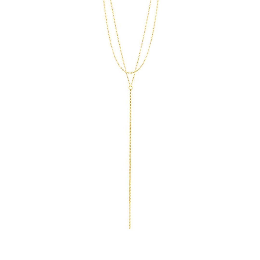 Adornia - Wholesale Y-Neck/Lariat Necklace - Layered Y Necklace silver gold2