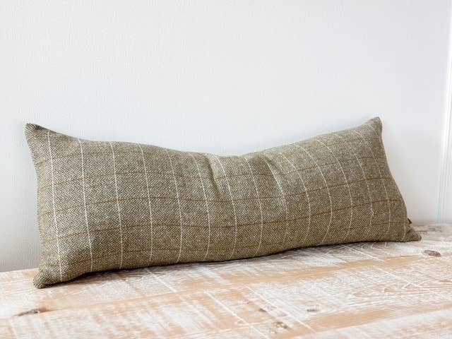 Ellenvale Trade – wholesale Throw pillow cover – Betty Olive Green Tweed Bolster Cushion Cover  80 x 30 2